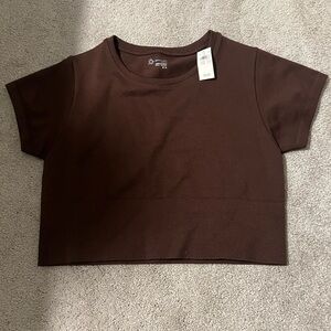 Aerie Brown Cropped T-Shirt